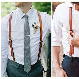 Exception Goods Genuine Leather Mens Suspenders